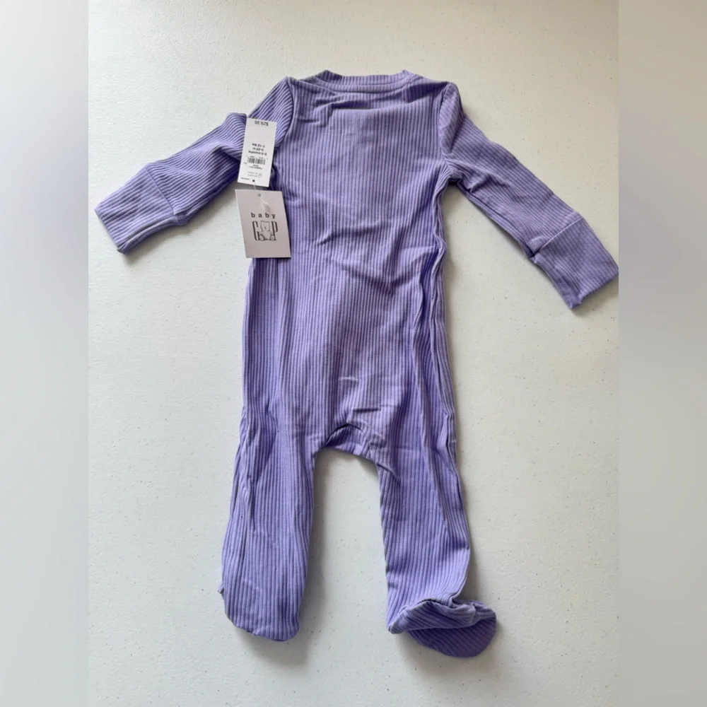 GAP Baby First Favorites‎ Footed One-Piece Warm Violet Ribbed NWT 0-3M Zipper